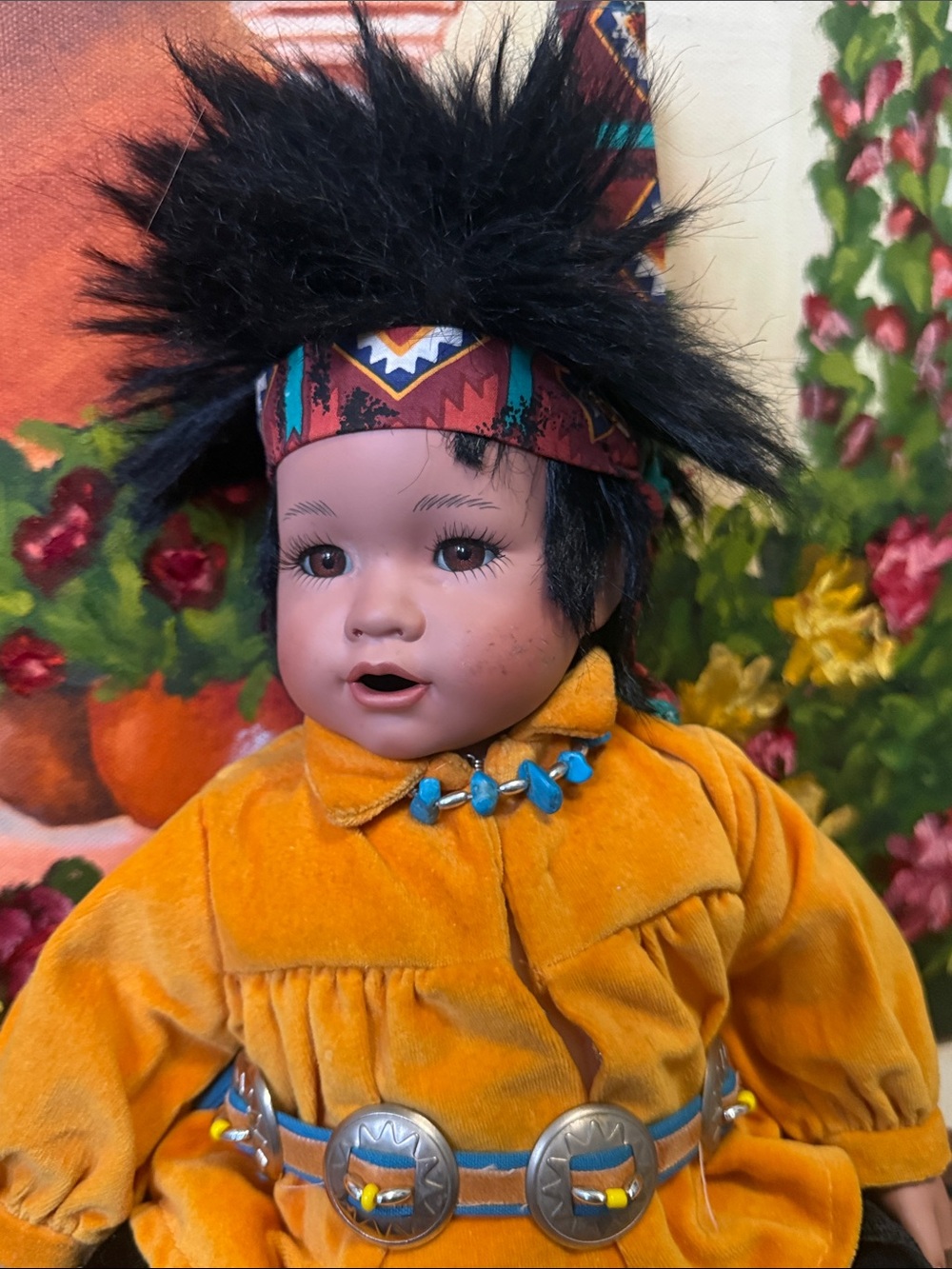 2porcelain dolls in Navajo Costumes,listed separately,Today $20.Tells about them